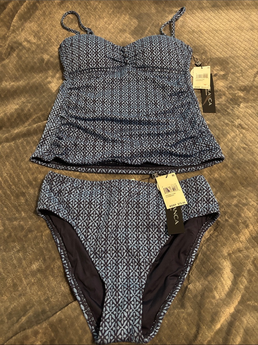 La Blanca Charmed Coast Printed Tankini Top & Mid Rise Bikini Bottoms